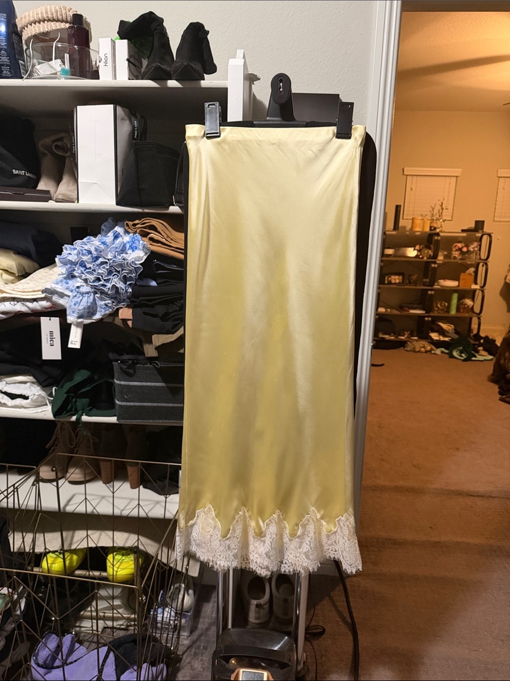 NWOT - Altar’d State Yellow Lace-Hem Skirt